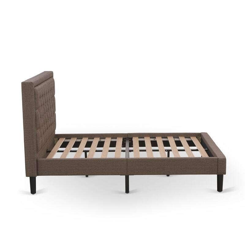 Full Bed Frame Upholstered Linen Headboard - Modern Bedroom Furniture with Black Legs