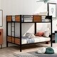 preview thumbnail 1 of 14, Full over Full Size Modern Style Metal Bunk Bed with Safety Rail and Ladder Full over Full - Brown