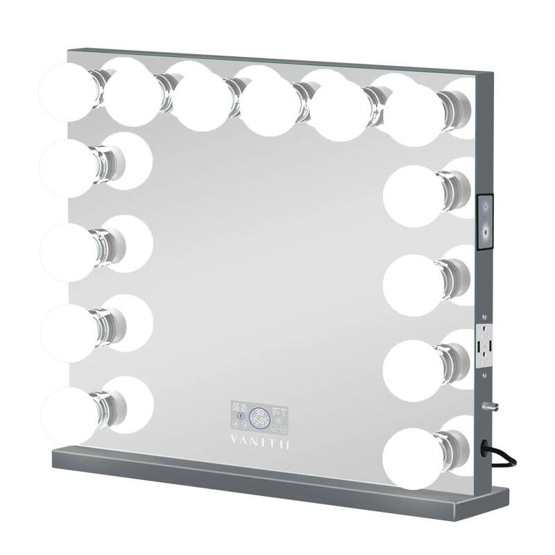 VANITII Hollywood Vanity Makeup Mirror with 14 Dimmable LED Bulbs Bluetooth 31.5" x 27" Tabletop Wall Mount - N/A