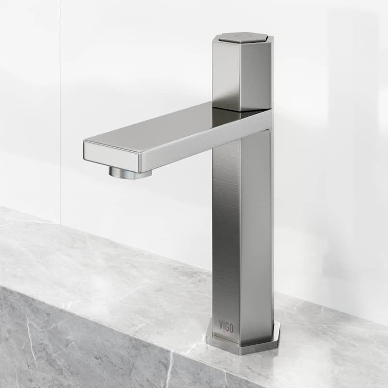 VIGO Nova 8" H Button Operated Single Hole Bathroom Faucet