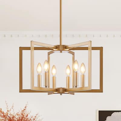 22" 6-Light Gold Geometric Chandelier - Industrial - Living Kitchen (Bulb Not Included)