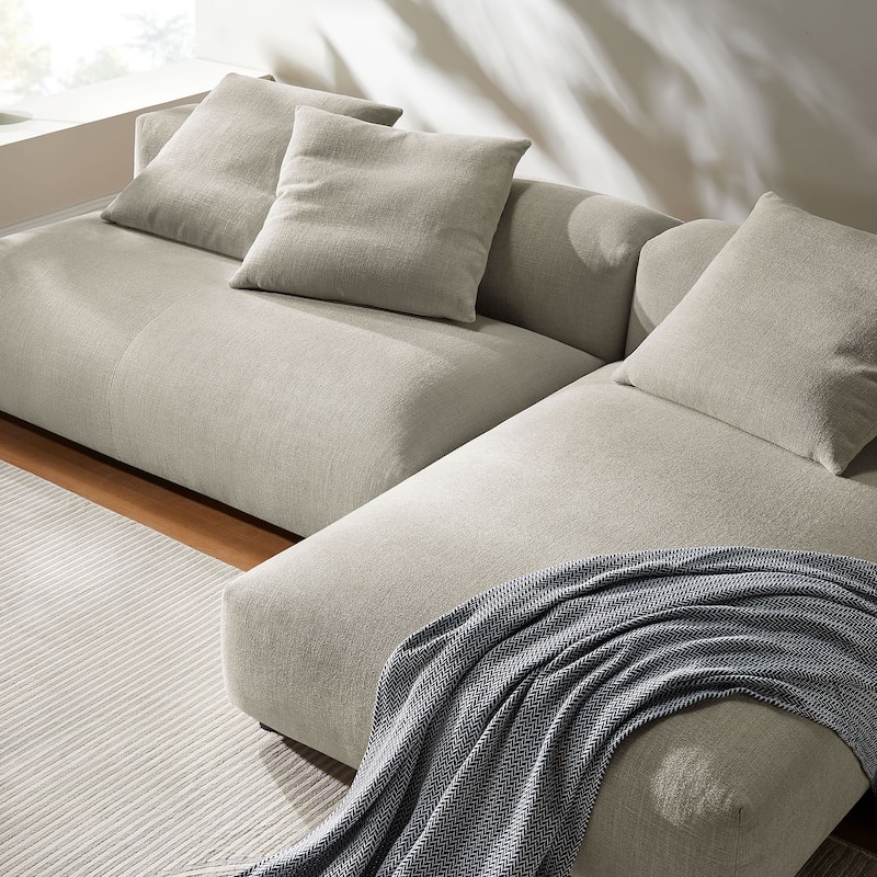Solace 2-Piece Modular Upholstered Fabric Sectional Sofa With Chaise