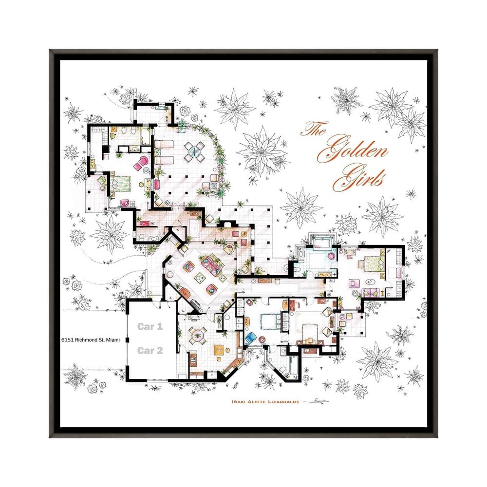 iCanvas "Floorplan From The Golden Girls" by TV Floorplans & More Framed