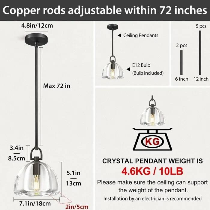 Crystal Hemisphere Pendant Light