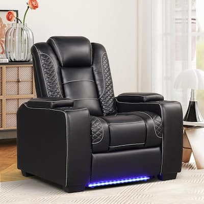 Electric Recliner Adjustable Headrest with USB Ports and Cup Holders Home Theater Seating Reclining Chair Hidden Arm Storage