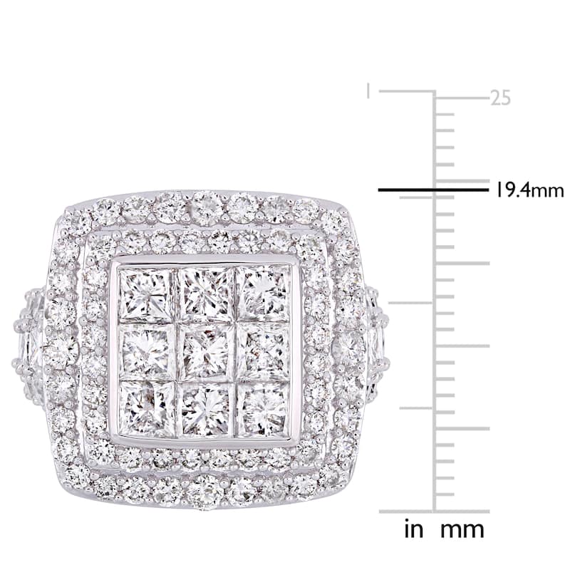 Miadora Signature Collection 14k White Gold 5ct TDW Diamond Cluster Double Halo Engagement Ring