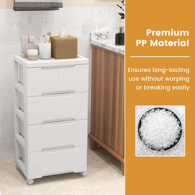 Costway 2 PCS 5-Drawer Plastic Rolling Storage Cart with 4 Universal - See Details