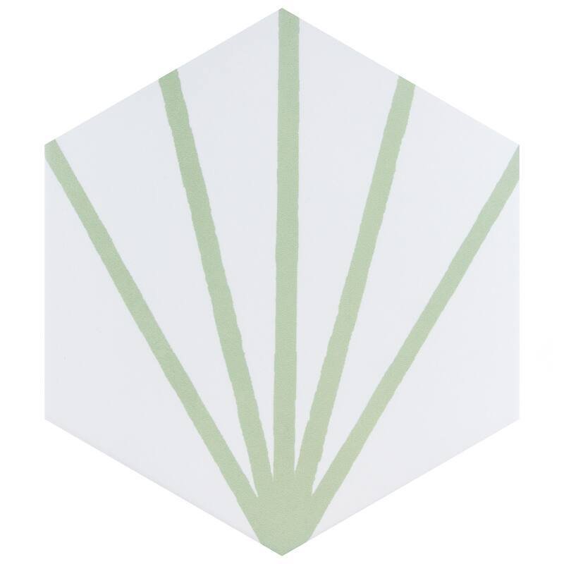 Merola Tile Horizon Dawn Hex Verde 7-3/4" x 9" Porcelain Floor and Wall Tile