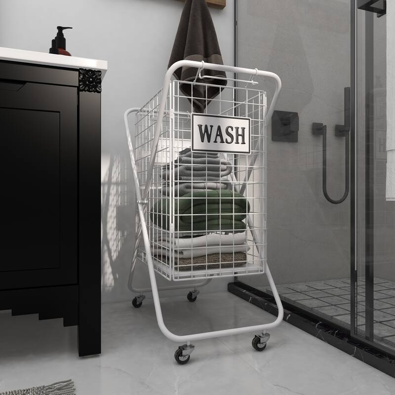 White Metal Farmhouse Storage Cart 32 x 16 x 23 - 16 x 23 x 32