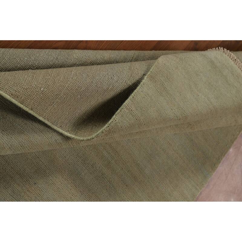 Green Gabbeh Modern Rug Handmade Wool Carpet - 4'0"x 5'11"