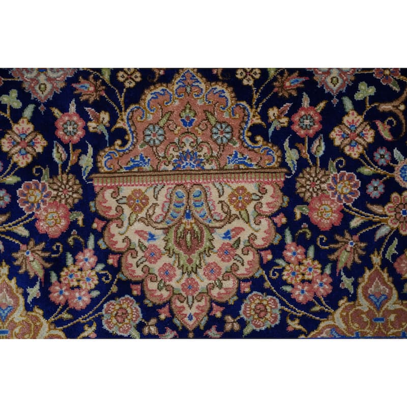 Hand Knotted Oriental 100% Silk Carpet Traditional Floral Red Qum Area Rug - 13' 2'' X 9' 7''