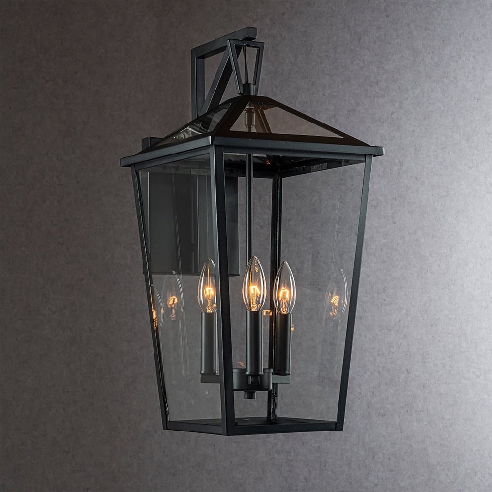 CraftHome Modern Matte Black Outdoor Wall Lantern with Clear Glass Open Bottom Design Exterior Light Fixture for Entryway