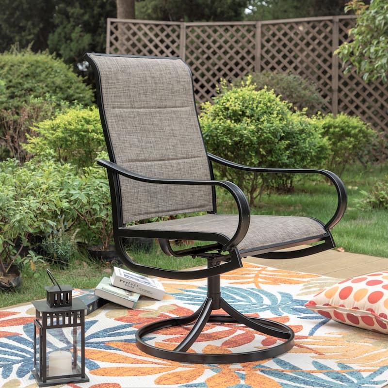 MAISON ARTS 7-Piece Patio Dining Set of 6 Sling Swivel Chairs and a Metal Dining Table