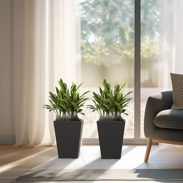 Black Tall Plastic Trapezoid Plant Pots / Large Indoor and