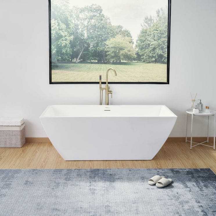 Vanity Art 67" Freestanding Acrylic Bathtub - White/Integrated Overflow