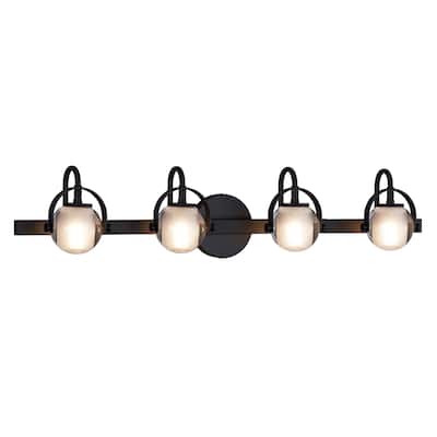 Justice Design Group Conduit 4-Light Bath Bar with Opal Backing Shade