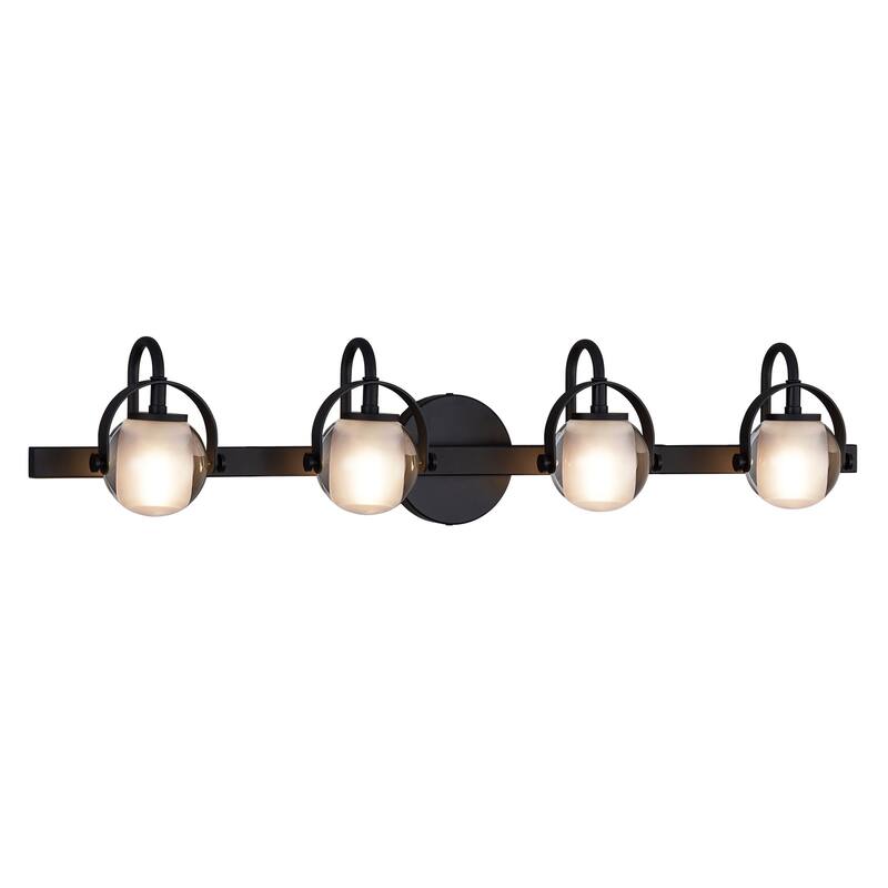 Justice Design Group Conduit 4-Light Bath Bar with Opal Backing Shade - Matte Black