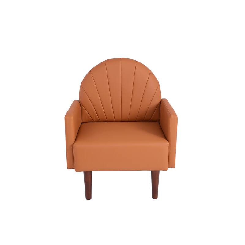 Contemporary Shell-shaped Amchair with Upholstery and Wooden Legs, Suitable for Living Rooms