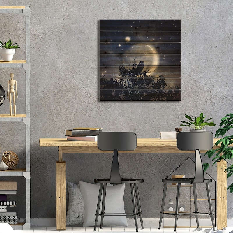 The Moon, Venus, & Jupiter Print On Wood by Paula Belle Flores - Multi-Color