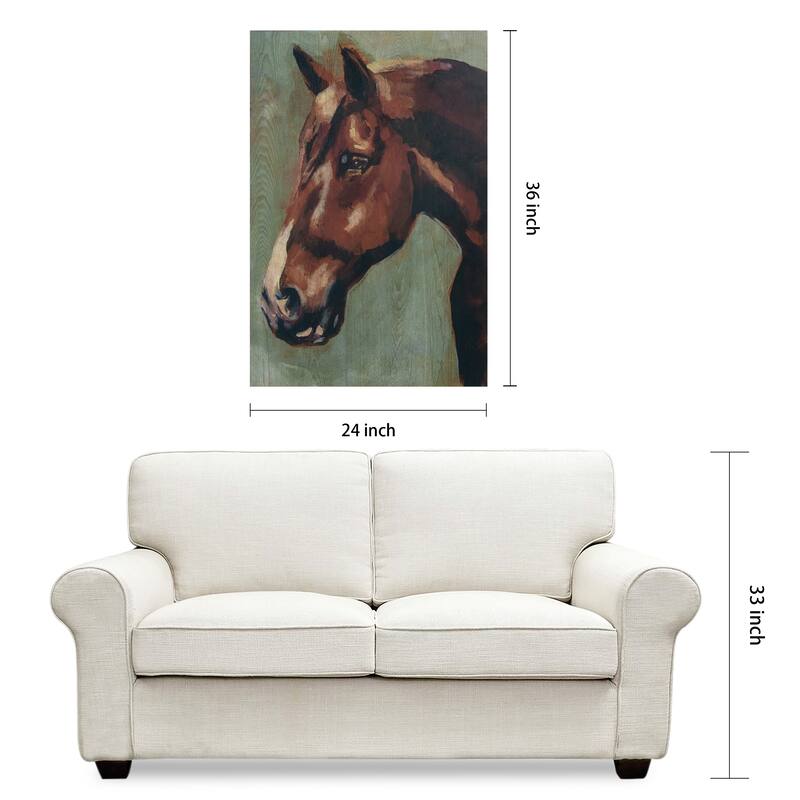 "Village Knight- Horse Portrait" Fine Giclee Printed Directly on Hand Finished Ash Wood Wall Art