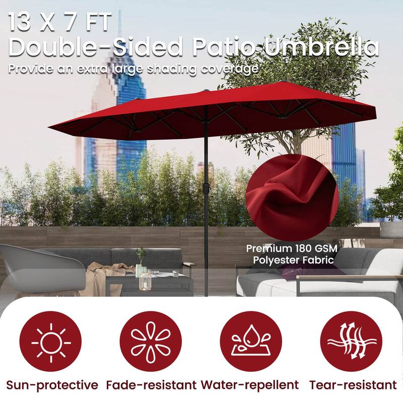 Costway 13 FT Large Patio Umbrella Outdoor Double-Sided Table Market - See Details