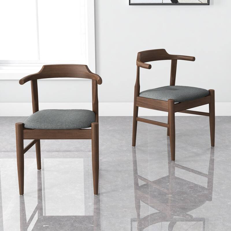 GDFStudio - Daisy Mid-Century Modern Fabric Dining Chair with Solid Wood Frame, Set of 2 - 18.5"W