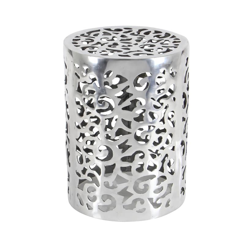 Aluminum Metal Scroll Accent Table - Silver - Roche River Decor - 13"W x 13"L x 18"H