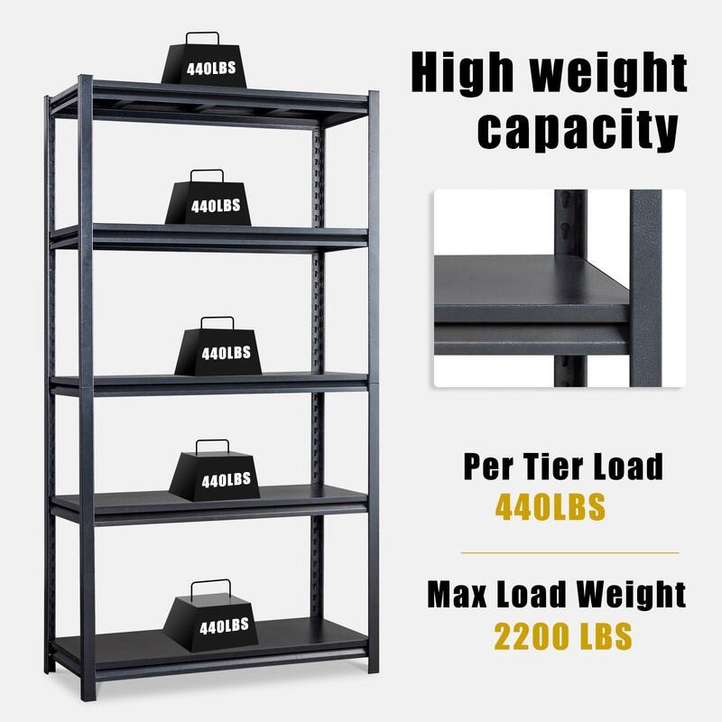 72" H 5-Tier Adjustable Garage Shelves Heavy Duty Storage Unit