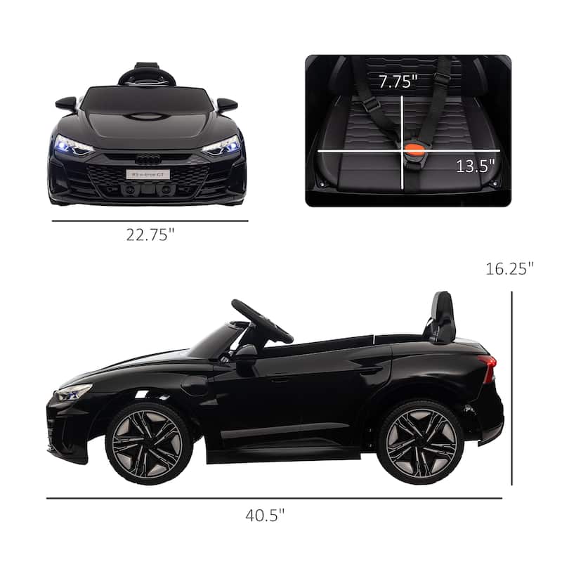 12V Kids Ride on Car with Remote Control, Battery Powered Electric Car Drift Car Black Engineering Car with 4 Wheels