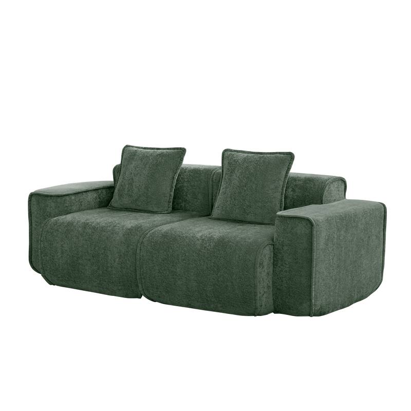 GDFStudio - Harrison Velvet Modular 2-Seater 78.74" Boneless Loveseat Sofa