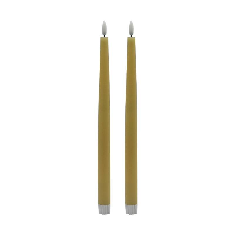 Tall Flameless LED Taper Candles - 11.75" - Champagne Gold - Set of 2