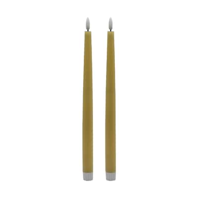 Tall Flameless LED Taper Candles - 11.75" - Champagne Gold - Set of 2