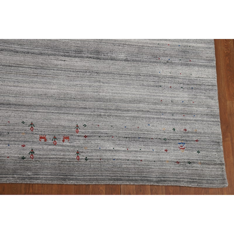 Gabbeh Oriental Area Rug Hand-Knotted Tribal Silk Carpet - 9'5" x 11'10"