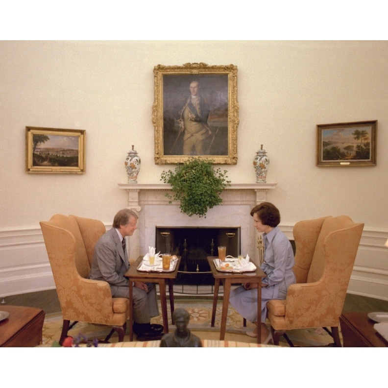 Jimmy Carter And Rosalynn Carter Having One Of Their Weekly Working Lunches  In The Oval Office At This Time They Discussed Issue - Overstock - 24417547