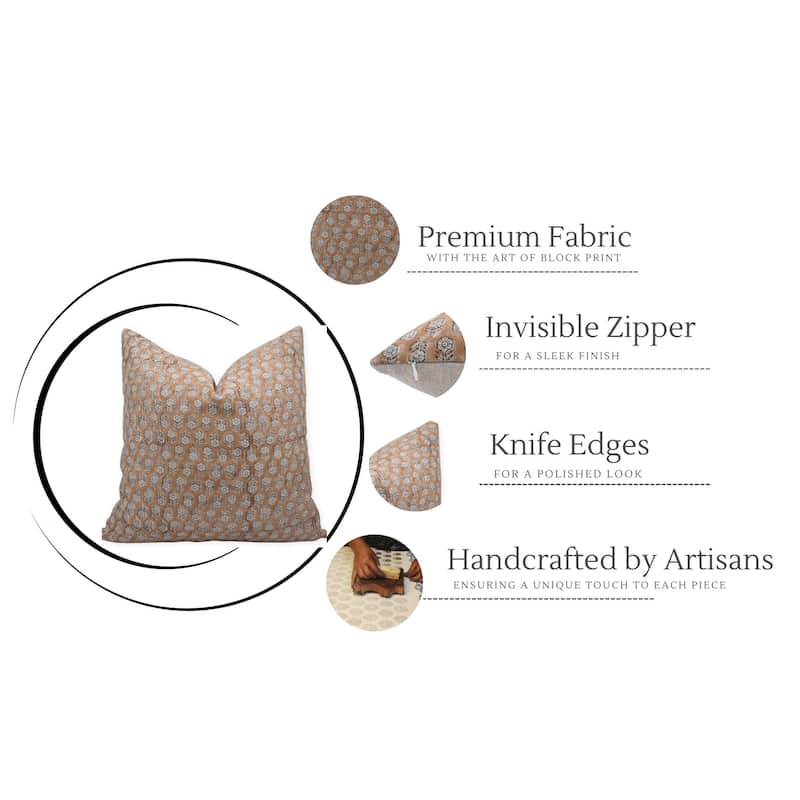 Fabdivine Linen Bohemian Block print pillow Cover