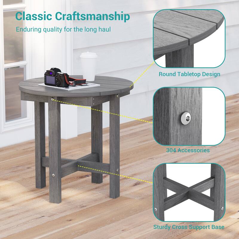 HDPE All-weather Outdoor Side Table, Easy Install Patio Table