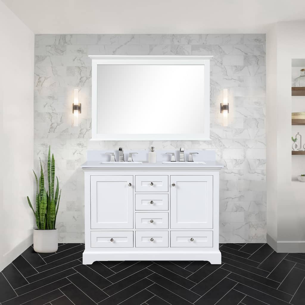 Dukes 48 in. W x 22 in. D Dark Grey Double Bath Vanity and White Quartz Top
