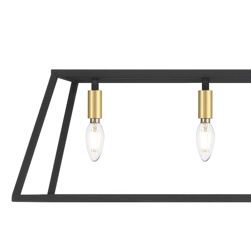 55In Farmhouse Black/ Gold 7-light Linear Dining Chandelier with UL Certified - 55 inches