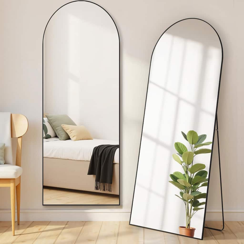 Arched Mirror Full Length, Upgraded 21"x64" Body Wall Mirrors with Shatter-Proof Glass, Floor Standing, Hanging or Leaning