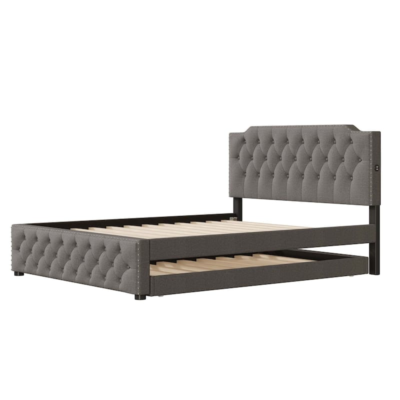 Queen Size Platform Bed with 2 Sets of USB Ports