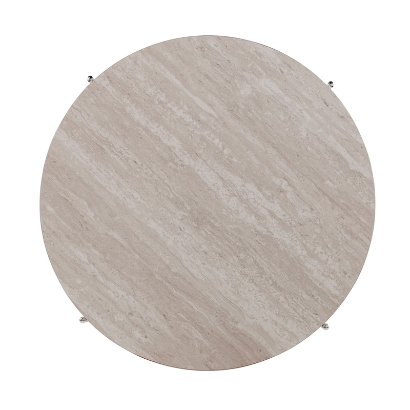 SEI Furniture Henderson Modern Faux Marble Round Coffee Table with Bottom Shelf