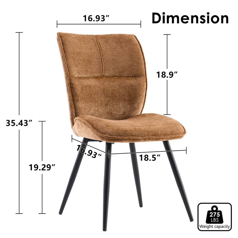 Dining Chairs Set of 2, Armless Kitchen Chairs, Soft Cushion