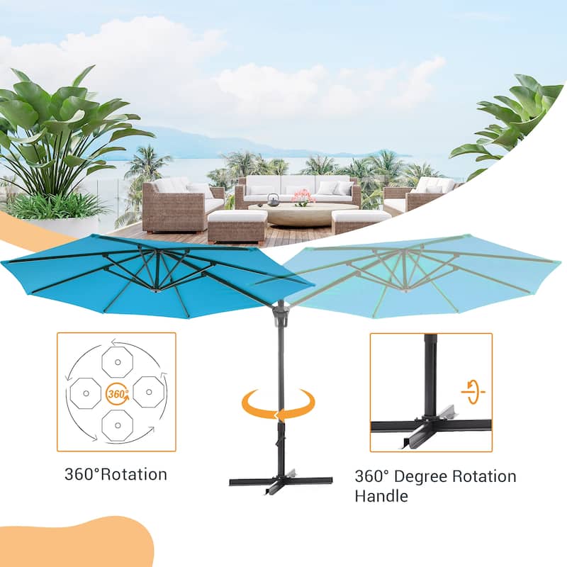 LIVOOSUN 11Ft Cantilever Patio Umbrella,Offset Hanging Umbrella