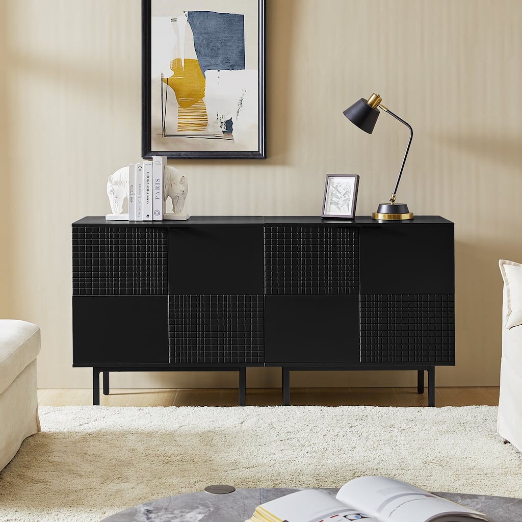 Arnold Modern 30"Tall 2 Door Accent Cabinet with Metal Leg Set of 2by HULALA HOME