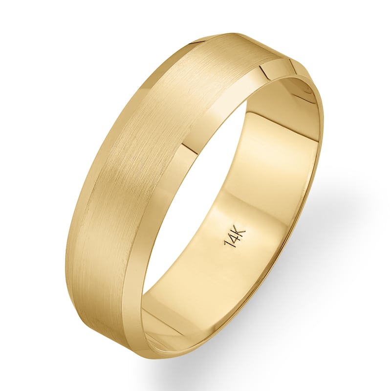 Clover Yellow Gold Beveled Edge Wedding Band - 9 (6mm) - 14k