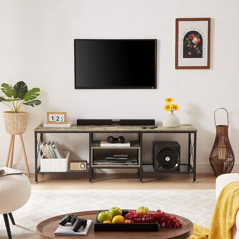 TV Stand for Living Room, Entertainment Center TV Console with Storage Shelves