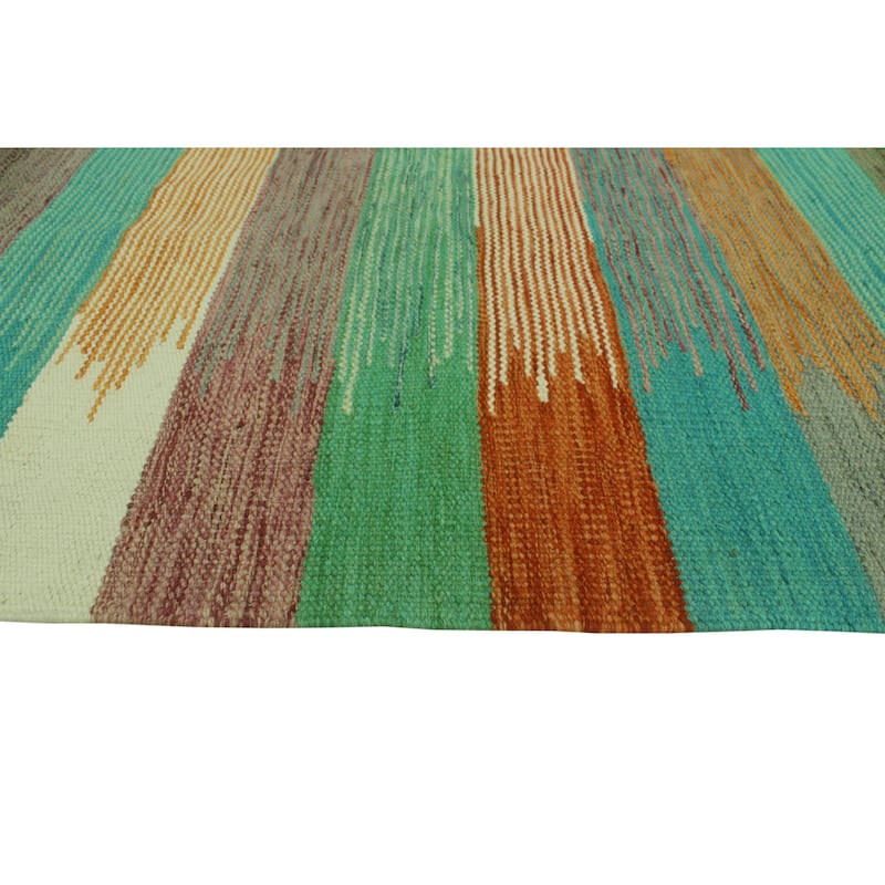 Winchester Flatweave Alene Green/Rust Rug - 5'0" x 6'7"