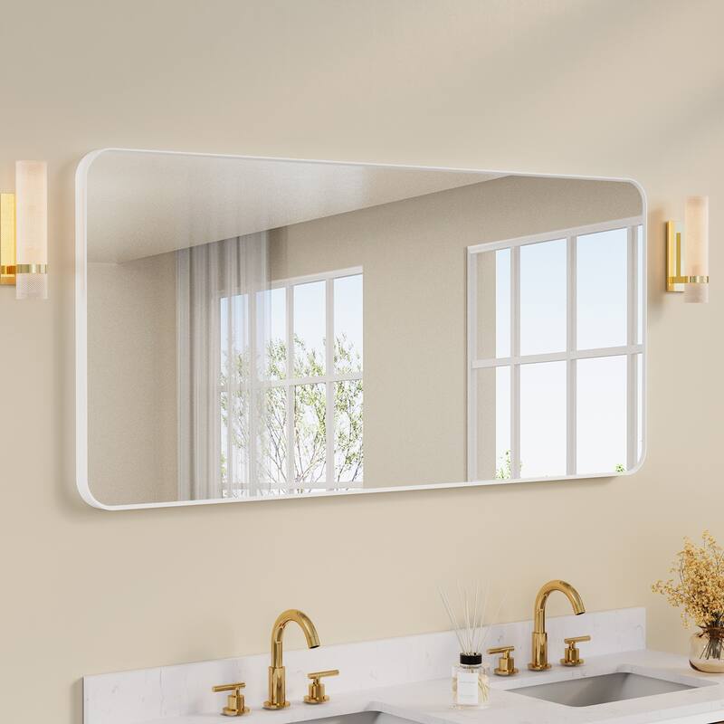 Modern Bathroom Rectangular Wall Mounted Anodized Aluminum Framed Vanity Mirror