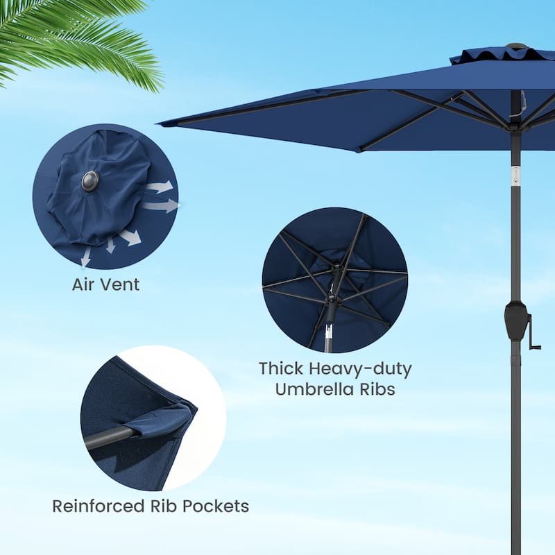 Polyester 7.5FT Patio Umbrella with Tilt, Crank and Vented Canopy