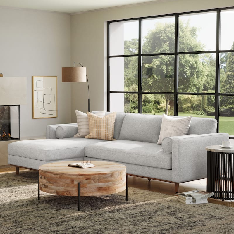 WYNDENHALL Brixley Mid Century 102 inch Wide Left Sofa Sectional - Mist Grey